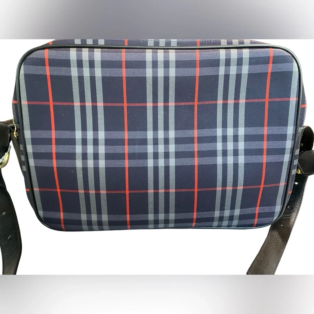 Burberry Men's Blue and Red Plaid Messenger Bag - Picture 6 of 17